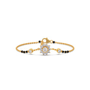 Diamond Mangalsutra Bracelet for Women – Floral Design in Yellow Gold | JewelVerra