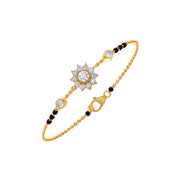 Diamond Mangalsutra Bracelet for Women – Floral Design in Yellow Gold | JewelVerra