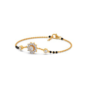 Diamond Mangalsutra Bracelet for Women – Floral Design in Yellow Gold | JewelVerra