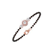 Halo Diamond Mangalsutra Bracelet for Women – Black Beads & Gold Chain | JewelVerra