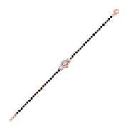 Halo Diamond Mangalsutra Bracelet for Women – Black Beads & Gold Chain | JewelVerra