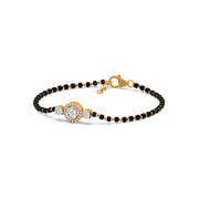 Halo Diamond Mangalsutra Bracelet for Women – Black Beads & Gold Chain | JewelVerra