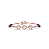 Floral Diamond Mangalsutra Bracelet – Yellow Gold Chain with Black Beads | JewelVerra