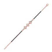 Floral Diamond Mangalsutra Bracelet – Yellow Gold Chain with Black Beads | JewelVerra