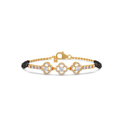 Floral Diamond Mangalsutra Bracelet – Yellow Gold Chain with Black Beads | JewelVerra