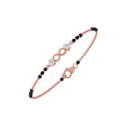Infinity Diamond Mangalsutra Bracelet – Black Beads & Yellow Gold Chain | JewelVerra
