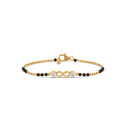 Infinity Diamond Mangalsutra Bracelet – Black Beads & Yellow Gold Chain | JewelVerra