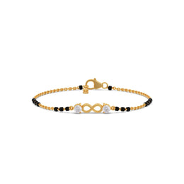 Infinity Diamond Mangalsutra Bracelet – Black Beads & Yellow Gold Chain | JewelVerra