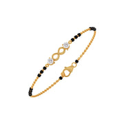 Infinity Diamond Mangalsutra Bracelet – Black Beads & Yellow Gold Chain | JewelVerra