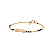 Infinity Diamond Mangalsutra Bracelet – Black Beads & Yellow Gold Chain | JewelVerra