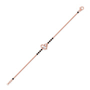 Heart Diamond Mangalsutra Bracelet – Yellow Gold with Black Beads | JewelVerra