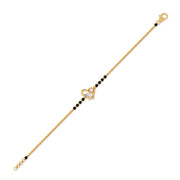 Heart Diamond Mangalsutra Bracelet – Yellow Gold with Black Beads | JewelVerra