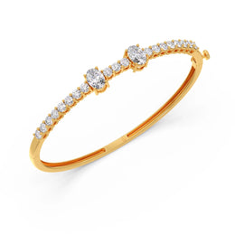 Oval Diamond Bangle Bracelet in Gold – Elegant Women’s Jewelry | JewelVerra