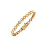 Diamond Tennis Bracelet for Women – Yellow Gold with Round Bezel Set Diamonds | JewelVerra