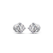 White Gold Solitaire Diamond Stud Earrings for Women – Timeless Round Cut Sparkle | JewelVerra