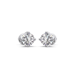 White Gold Solitaire Diamond Stud Earrings for Women – Timeless Round Cut Sparkle | JewelVerra