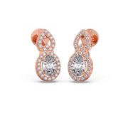 Gold Drop Diamond Earrings – Oval Centerpiece Halo Design | JewelVerra