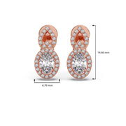 Gold Drop Diamond Earrings – Oval Centerpiece Halo Design | JewelVerra