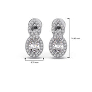 Gold Drop Diamond Earrings – Oval Centerpiece Halo Design | JewelVerra