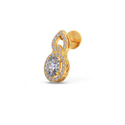 Gold Drop Diamond Earrings – Oval Centerpiece Halo Design | JewelVerra