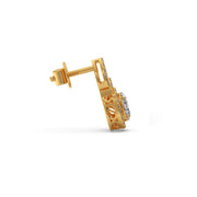 Gold Drop Diamond Earrings – Oval Centerpiece Halo Design | JewelVerra