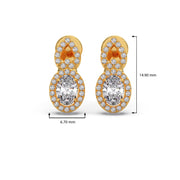 Gold Drop Diamond Earrings – Oval Centerpiece Halo Design | JewelVerra