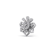 Floral Diamond Stud Earrings in Platinum – Elegant Petal Design for Classic Beauty | JewelVerra