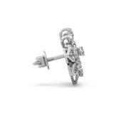 Floral Diamond Stud Earrings in Platinum – Elegant Petal Design for Classic Beauty | JewelVerra