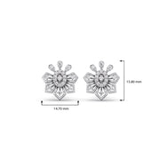 Floral Diamond Stud Earrings in Platinum – Elegant Petal Design for Classic Beauty | JewelVerra