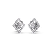 Platinum Diamond Stud Earrings – Modern Geometric Square Design for Women | JewelVerra