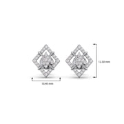Platinum Diamond Stud Earrings – Modern Geometric Square Design for Women | JewelVerra