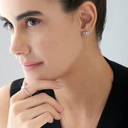 Platinum Diamond Stud Earrings – Modern Geometric Square Design for Women | JewelVerra