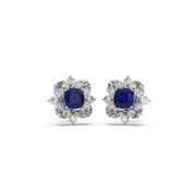 Blue Sapphire Floral Diamond Stud Earrings – Real Gold Elegant Jewelry | JewelVerra