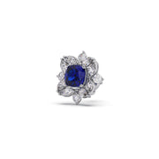 Blue Sapphire Floral Diamond Stud Earrings – Real Gold Elegant Jewelry | JewelVerra