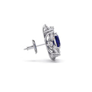 Blue Sapphire Floral Diamond Stud Earrings – Real Gold Elegant Jewelry | JewelVerra