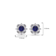 Blue Sapphire Floral Diamond Stud Earrings – Real Gold Elegant Jewelry | JewelVerra