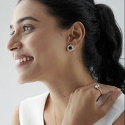 Blue Sapphire Floral Diamond Stud Earrings – Real Gold Elegant Jewelry | JewelVerra