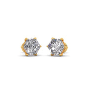 Hexagon-Cut Diamond Stud Earrings in Yellow Gold – Geometric Elegance | JewelVerra