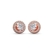 Double Halo Round Stud Diamond Earrings – Yellow Gold | JewelVerra