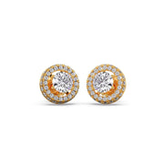 Double Halo Round Stud Diamond Earrings – Yellow Gold | JewelVerra