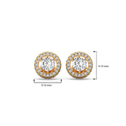 Double Halo Round Stud Diamond Earrings – Yellow Gold | JewelVerra