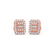 Gold Stud Earrings for Women – Rectangle Shape with Baguette & Round Diamonds | Lab-Grown Earrings by JewelVerra