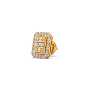 Gold Stud Earrings for Women – Rectangle Shape with Baguette & Round Diamonds | Lab-Grown Earrings by JewelVerra