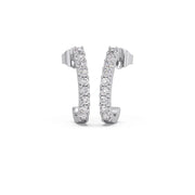 Diamond Curve Bar Earrings in Yellow Gold – Elegant Minimalist Sparkle Hoops | JewelVerra