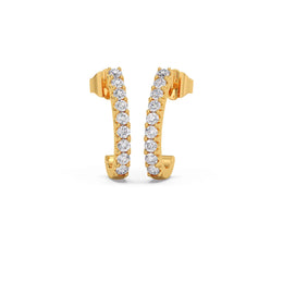 Diamond Curve Bar Earrings in Yellow Gold – Elegant Minimalist Sparkle Hoops | JewelVerra