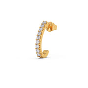 Diamond Curve Bar Earrings in Yellow Gold – Elegant Minimalist Sparkle Hoops | JewelVerra