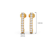 Diamond Curve Bar Earrings in Yellow Gold – Elegant Minimalist Sparkle Hoops | JewelVerra