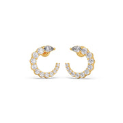 Crescent Moon Diamond Earrings for Women – Yellow Gold with Pear Cut Sparkle | JewelVerra