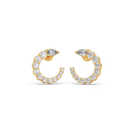 Crescent Moon Diamond Earrings for Women – Yellow Gold with Pear Cut Sparkle | JewelVerra