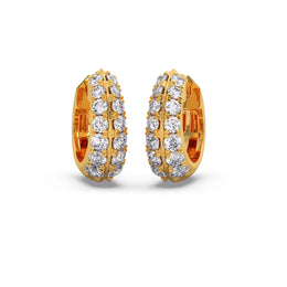 Double Row Diamond Hoop Earrings – Yellow Gold | Bold & Brilliant Sparkle | JewelVerra